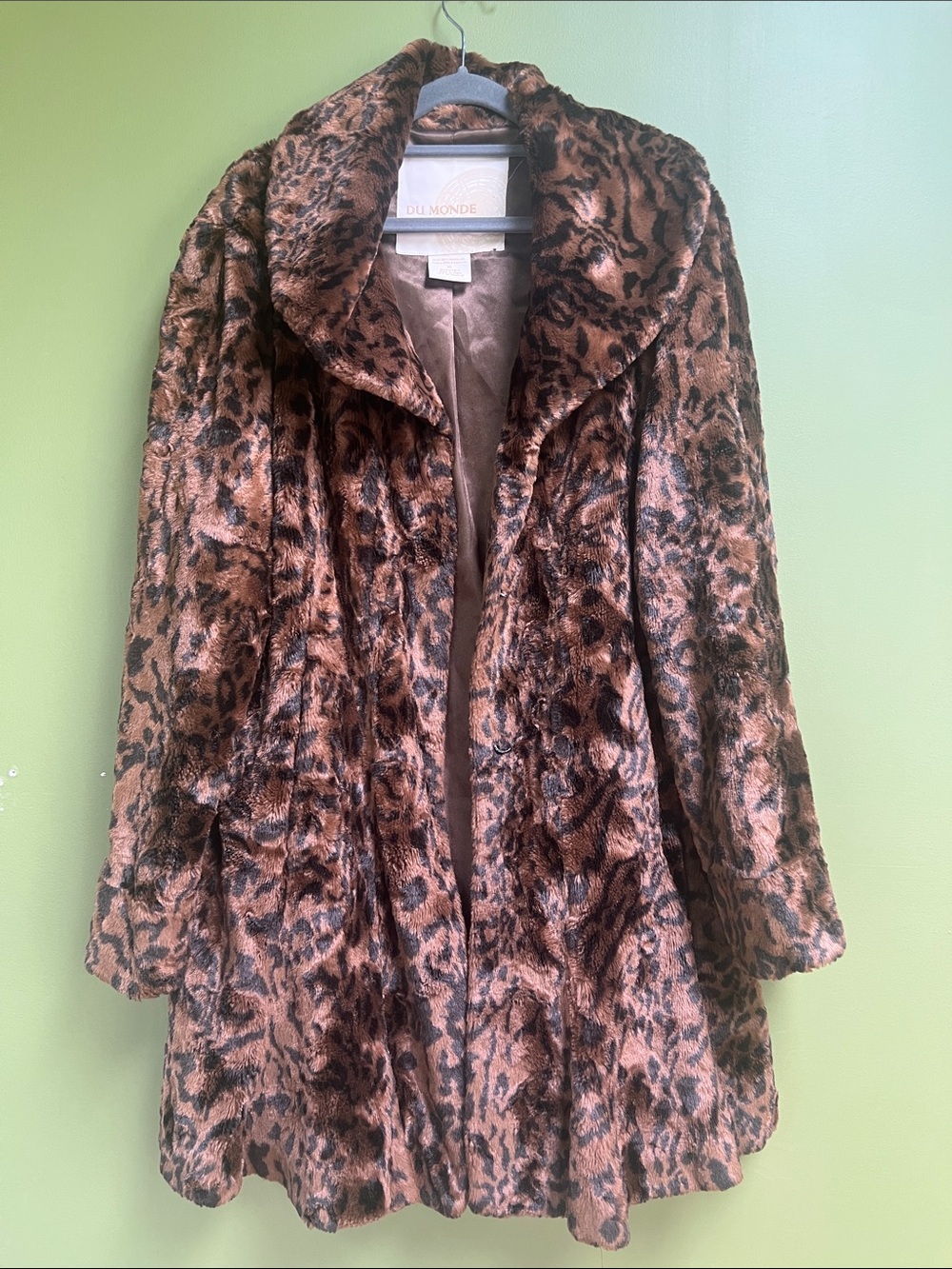 Luxurious Brown Leopard Faux Fur Coat